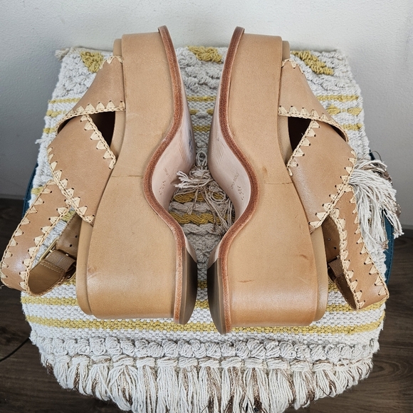 LOEFFLER RANDALL Mae Cross Strap Platform Sandals with Crochet Stitch Size 9B - Picture 9 of 12